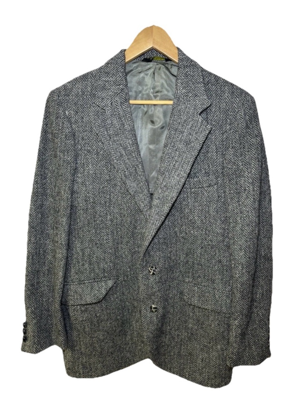 Vintage Harris Tweed Herringbone Blazer 100% Wool Hand Woven Jacket 42x30 Vtg